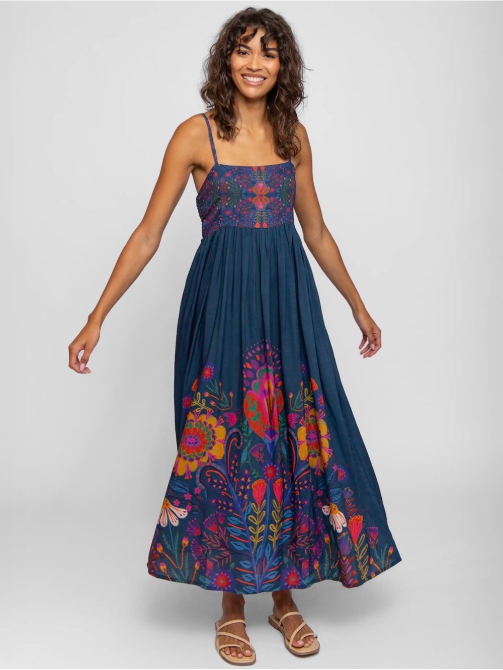 Natural life Bailey Navy PINK blue yellow Floral Maxi Dress with pockets SMALL